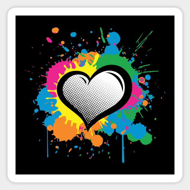 Love Heart Multi Color Paint Splash Splatter Sticker by fizzyllama